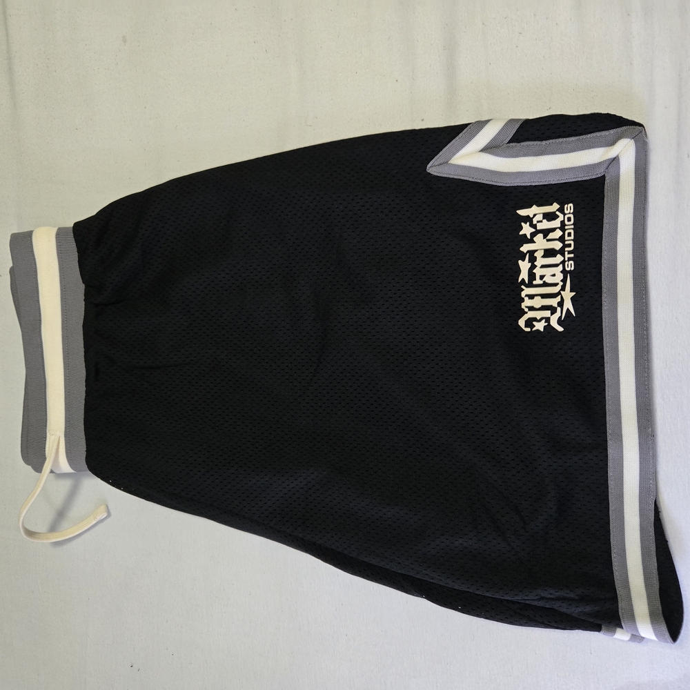 Black Basketball Shorts with White Trim